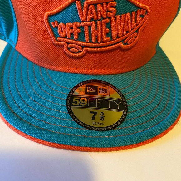 Vans Baseball Hat | Size  7 3/8 | 58.7 cm Orange/Teal NWT - approx 22” head - Picture 8 of 8